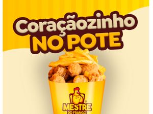 Coraçãozinho no Pote - Coração Empanado 500g + Batata ou Polenta 100g + 2 Molhos