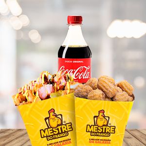 Combo Queridinhos - Batata c/ Filé, Cheddar e Bacon (600g)+ Churros + Coca 600ml