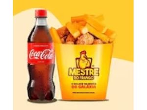 Frango frito para 4 pessoas + batata frita ou polenta + 3 molhos + Coca 600ml