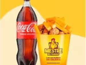 Frango frito para até 7 pessoas + batata frita ou polenta + 4 molhos + Coca 2l