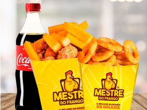 Combo Casal - Filezinho c/ Batata ou Polenta (600g)+ Anéis de Cebola+ Coca 600ml