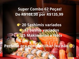 Combo 62 Peças de R$168,00 por R$135,99