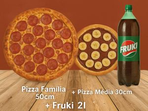 Pizza Familia 50cm + Pizza Média 30cm Doce + Fruki 2l