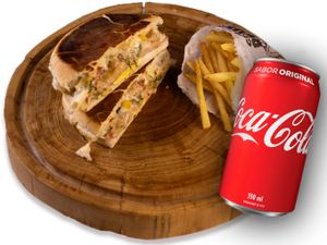 O tal xis  Frango + batata + coca lata + molho