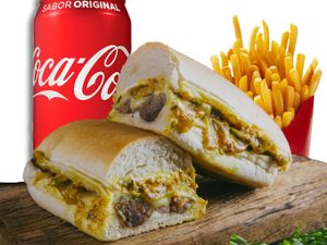 Combo Individual + Coca-Cola lata 350ml + Porção de fritas pequena