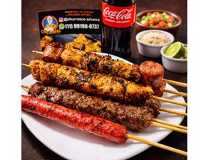 Combo individual - 2 espetinhos + arroz p + vinagrete p + refri 220ml