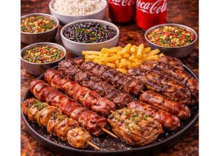 Combo casal 03 - 6 ESPETINHOS + 2 PAES DE ALHO + BEBIDA