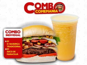 Combo Individual (X-Bagunça Tradicional + 1 Suco de Maracujá C/Água).