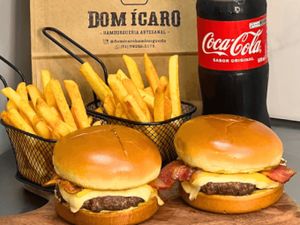 2x Burguer Básic Dom + Batata Frita + Coca Cola 600ML