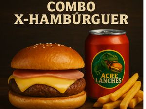 Combo X-Hambúrguer Refrigerante em lata batata frita