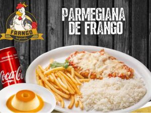 Filé de Frango à Parmegiana + Coca Cola Lata + Pudim