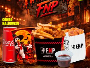 POTCHÊ INDIVIDUAL DE FRANGO + MINI CHURROS PP +  COCA LATA + COPO HALLOWEEN