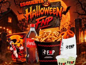 POTCHÊ PEQUENO + PORÇÃO DE ANÉIS DE CEBOLA PP + COCA-COLA 600ML + COPO HALLOWEEN