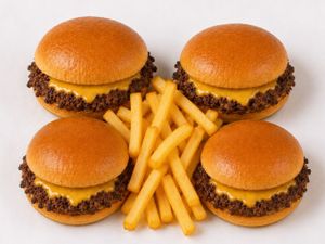 4 MINI SMASH BURGUER + BATATA FRITA