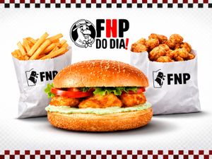 Especial 3 em 1 (Burger Salada Gergelim + Fritas + 08 cubos de Frango)