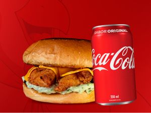 Hamburguer de frango + coca cola 220ml