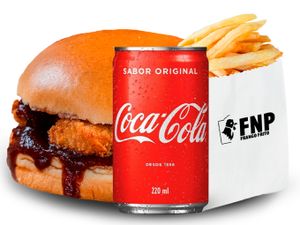 Combo Burguer Bbq + Fritas no saquinho + Coca 220ml  Serve 1