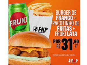 Burguer de Frango + Fritas + Fruki Lata