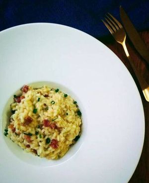 Risoto de Alho Poró com Bacon