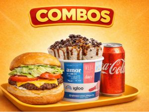 Burguer salada + sorvete Médio + coca 350ml