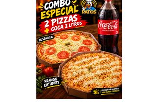 1 PIZZA FRANGO C/ CATUPIRY + 1 PIZZA MUSSARELA + 1 COCA 2 LITROS