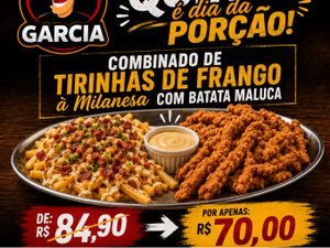 Combinado tirinhas frango milanesa com batata maluca