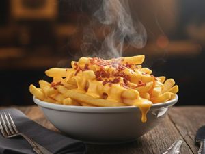 porção de batata pequena c/ cheddar e bacon
