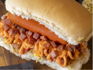 DOG BACON COM CHEDDAR