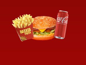 HAMBÚRGUER + BATATA P + COCA COLA LATA