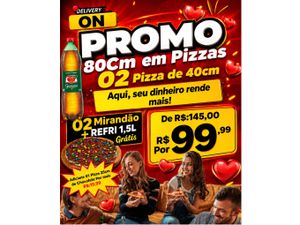 02 Pizzas GiGa de 40cm + Guaraná  Antártica 1,5Lt