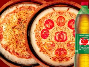 80cm de Pizza, 2 Pizzas GiGante de 40cm + Guaraná 1,5Lt  Grátis