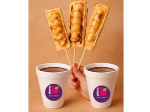 Combo Casal: 2 Crepes  duplo + 2 Copos de Chocolates quentes. 250ml