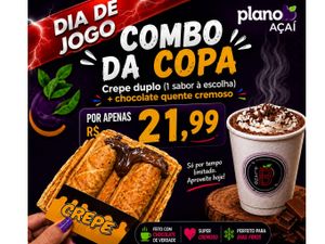 Promo Crepe duplo+ Copo de Chocolate Quente