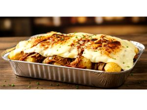 aipim com carne assada gratinada de 1kg + refrigerante de 1 litro antarctica