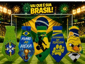 Gravata GG em cetim sintético Copa do Mundo