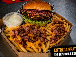 1 burger com batata, cheddar e bacon