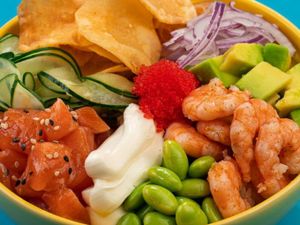 Poke Mix de Camarão e Salmão