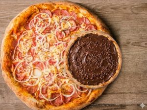 Pizza grande + Pizza pequena doce