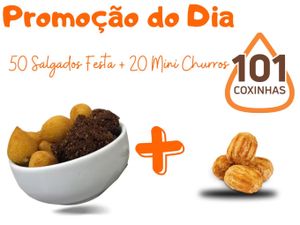 50 SALGADOS FESTA + 20 MINI CHURROS