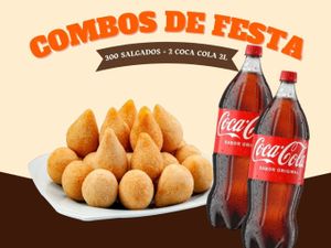 300 SALGADOS + 2  REFRIGERANTE COCA COLA