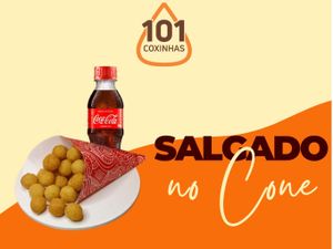 salgado no cone + 1 coca cola 200 ml