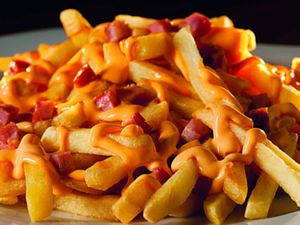 Fritas bacon e cheddar